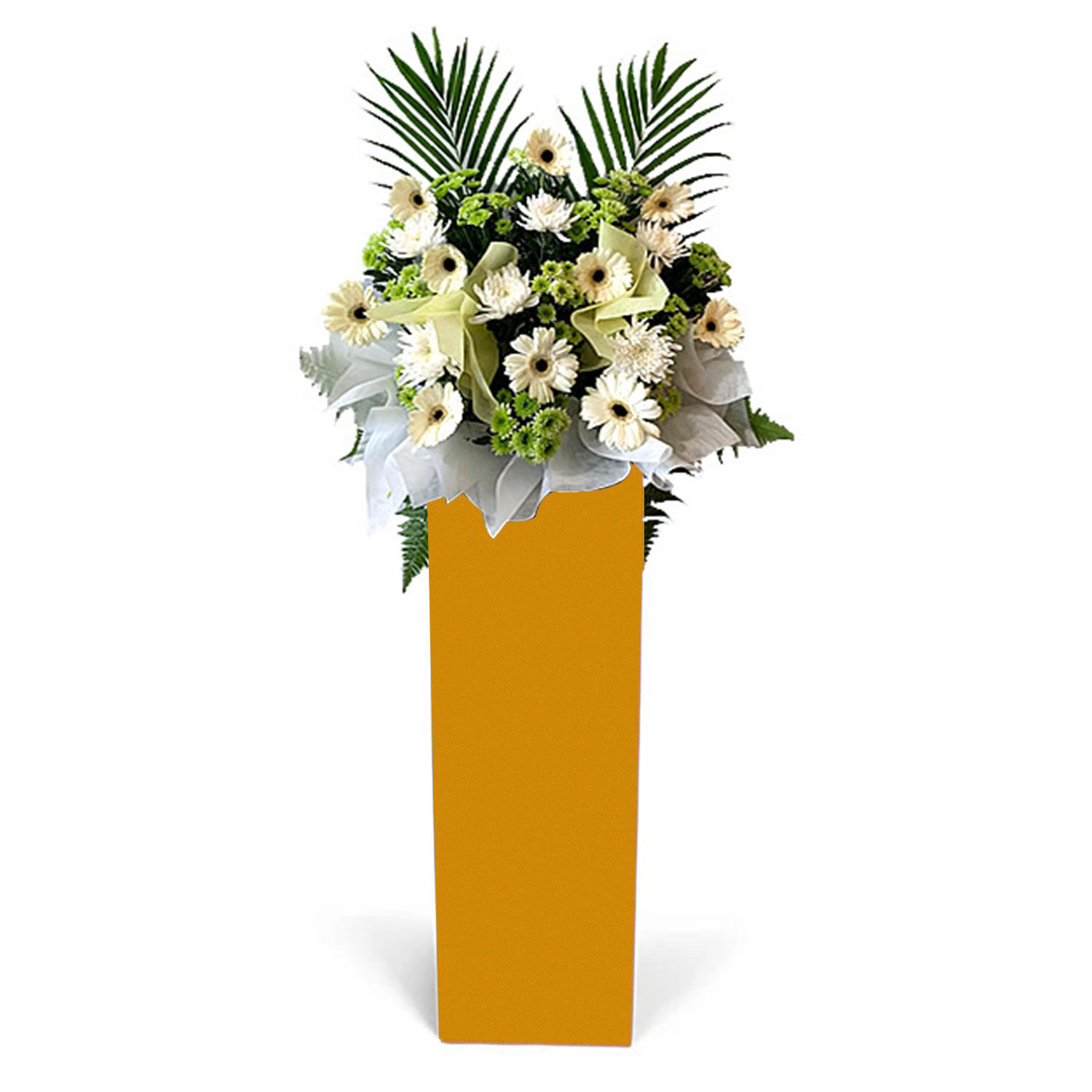 Online Alluring Mixed Flowers Arrangement In Brown Stand Gift Delivery