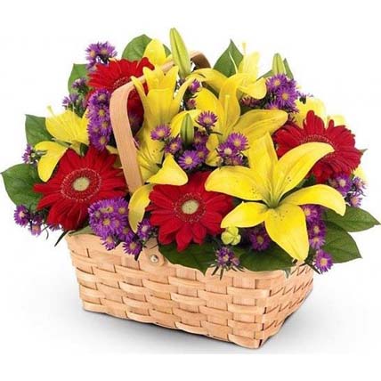 Elegant Basket Arrangement of Mixed Flowers: Gift Delivery Indonesia