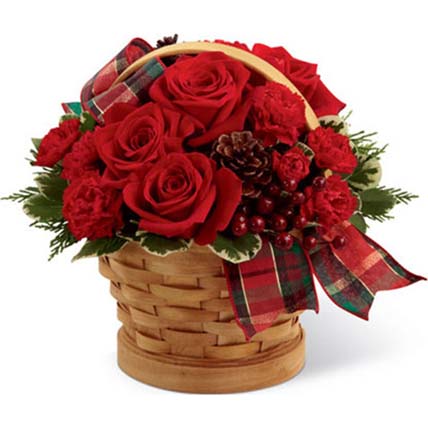 Elegant Basket Arrangement of Roses: Send Gifts To Indonesia