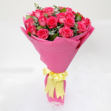 20 Dark Pink Roses Bouquet: 