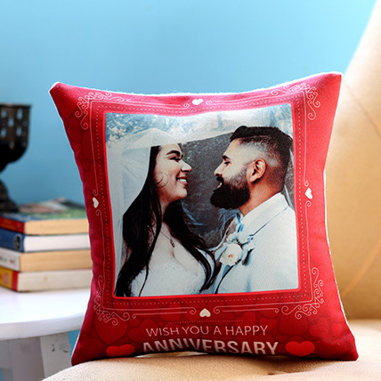 Personalised Anniversary Red Heart Cushion: Flower Delivery in Kuwait