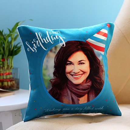 Personalised Birthday Cap Cushion: Flower Delivery in Kuwait