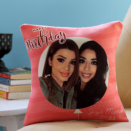 Personalised Pink Birthday Cushion: Send Gifts to Kuwait