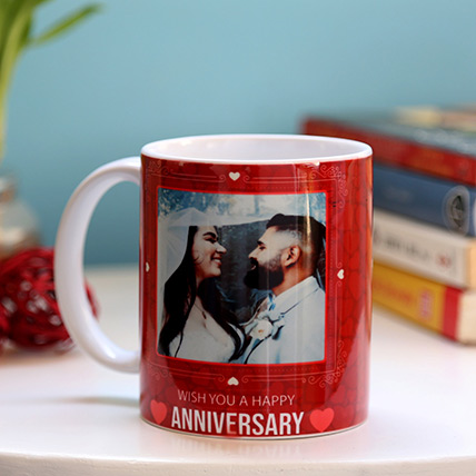 Personalised Anniversary Red Heart Mug: Mugs 