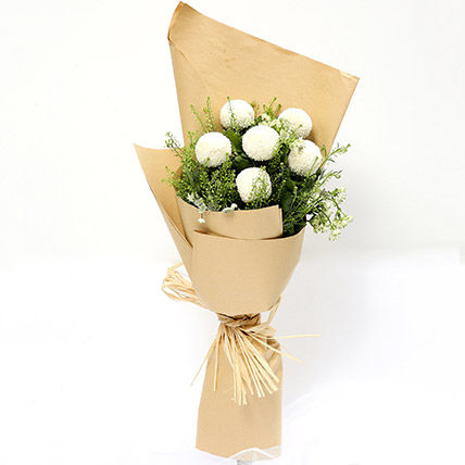 Elegant Bouquet Of White Ball Mums: White Floral Bouquet