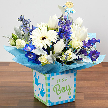 Its A Boy Flower Vase: Blue Flowers