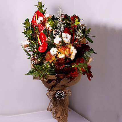 LED Lights Festive Flower Bouquet: Christmas Flower Arrangements