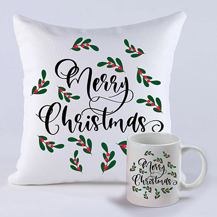 Pretty Merry Christmas Cushion And Mug: Gifts for Employess