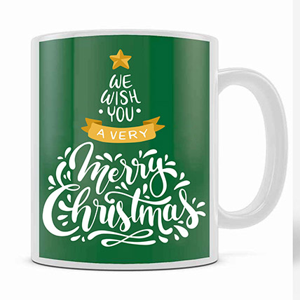 Xmas Greetings Green Mug: Employee Gift Ideas