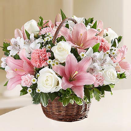 Beautiful Flowers Basket: Birthday Basket Arrangement