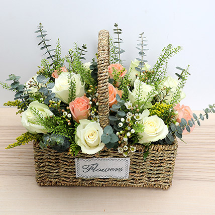 Beautiful Flowers Arrangement: Floral Basket For Birthday