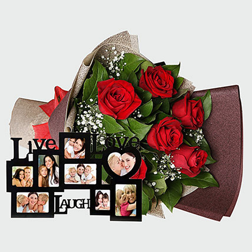 Roses with personalised frame
