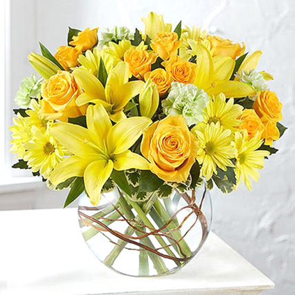 Bowl Of Happy Flowers: Yellow Flowers