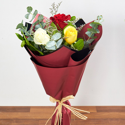 Vibrant Bouquet Of Colored Roses: Flower Bouquet For Wife
