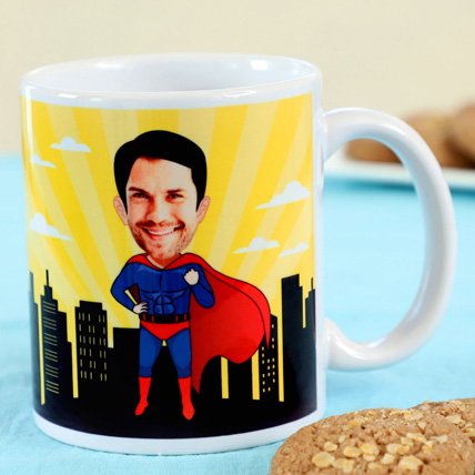 Personalised Superman Caricature Mug: Personalised Gifts For Men