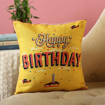 Happy Birthday Printed Cushion: Personalised Gifts for Husband