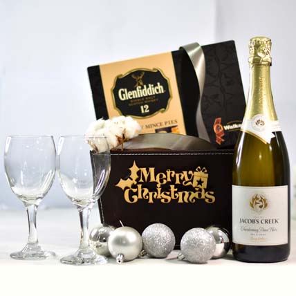 Merry Christmas Charming Black Gift Box: Xmas Hampers