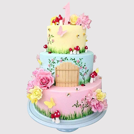 3 Tier Magical Land Cake: Tinkerbell Fairy Cakes