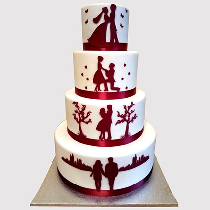4 Layered In Love Couple Cake: Buy Wedding Cakes 