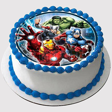 Avengers Round Photo Cake: Marvel Avengers Theme Cakes