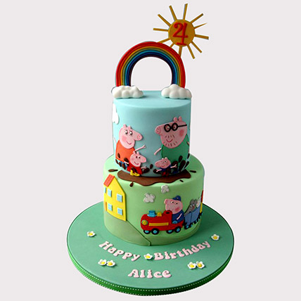 Colourful Peppa Pig Cake: Cartoon Cakes