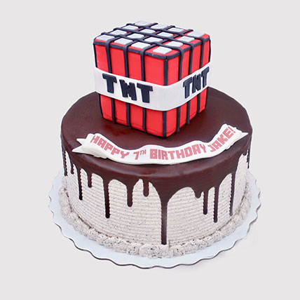 Minecraft TNT Birthday Cake: 