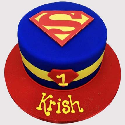 Superman Logo Fondant Cake: 