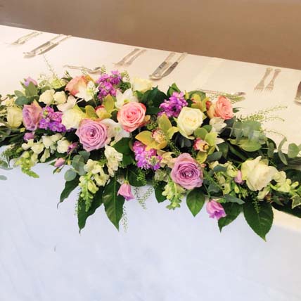 Purple & Pink Floral Table Arrangement: Table Flower Arrangement