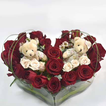 Heres My Heart Flower Box: Plush Toys and Flowers