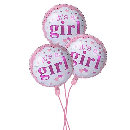 Bouquet of 3 It's Girl Balloon: Newborn Baby Gifts