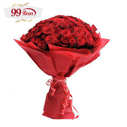 Hot Red: 99 Roses Bouquet