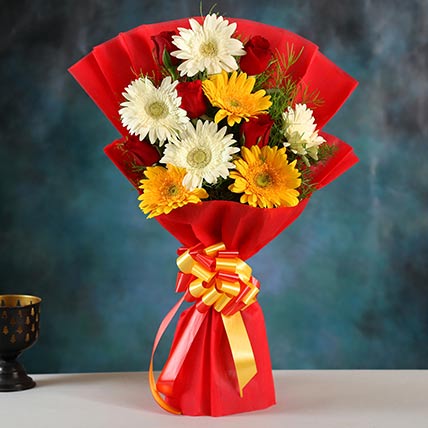Mixed Elegance Gerbera Bouquet: Premium Collection of Gerbera Flowers Bouquet