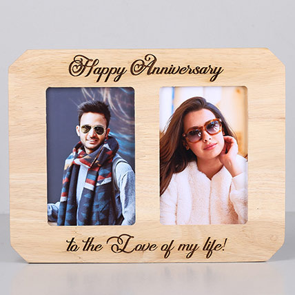 Personalised Happy Anniversary Wooden Photo Frame: Customised Photo Frames
