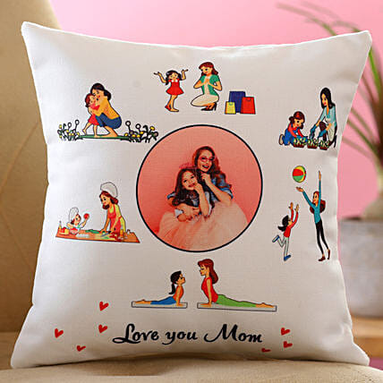 Love You Mom Personalised White Cushion: Mothers Day Personalised Gifts