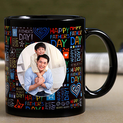 Black Personalised Mug For Fathers Day Wish: Fathers Day Personalised Gifts