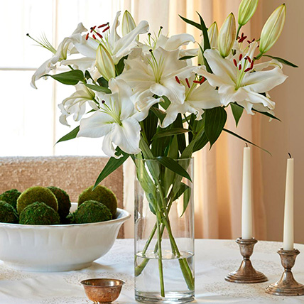Happiness With Sweet Lilies Arrangement: White Floral Bouquet