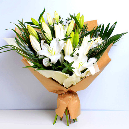 White Sweet Lilies Bouquet: Flowers for Congratulations