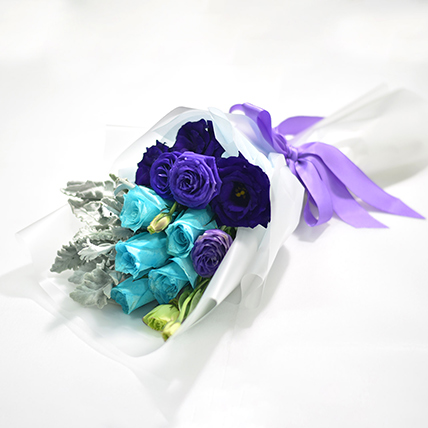 Blue Rose Eustoma Blossom Bunch: New Baby Gifts