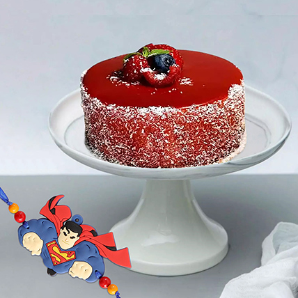 Mini Mousse Cake With Superman Rakhi: Rakhi 