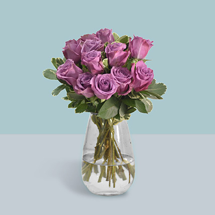 Vase Of Mystic Purple Roses: Purple Floral Bouquets