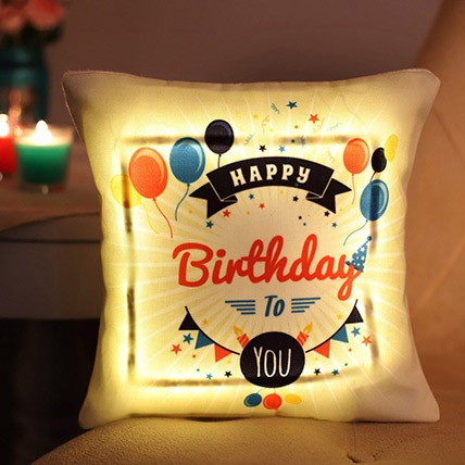Happy Birthday Led Cushion: Personalised Gifts For Men