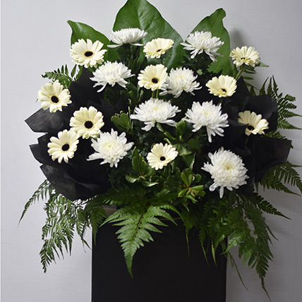 Gerberas N Chrysanthemums Flower Stand: Funeral Flowers 