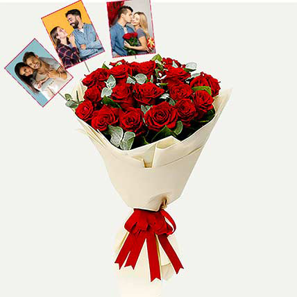 Personalised Timeless Red Roses Bouquet: Flower Bouquet with Personalised Gift