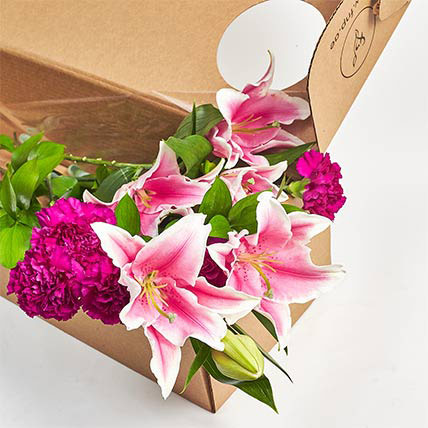Heavenly Lilies Carnations Box: Gifts On Sale