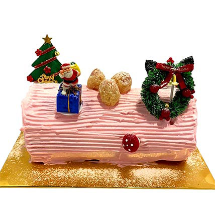 Lychee Sponge Martini Log Cake: Christmas Log Cake