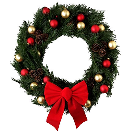 Red Bow Christmas Wreath: Christmas Wreaths