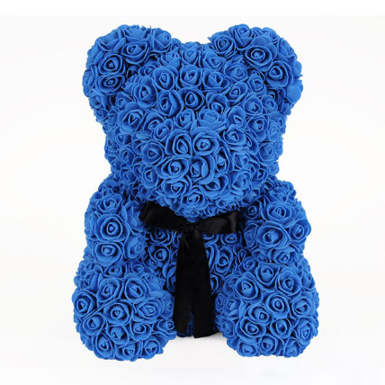 Artificial Blue Roses Teddy: Gift Delivery Singapore
