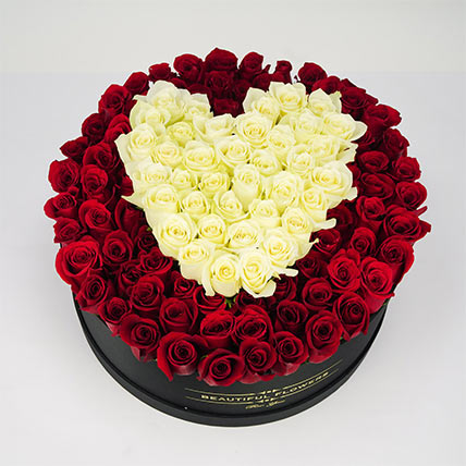 Heart Shaped Premium Roses Arrangement: Valentine's Day Flowers