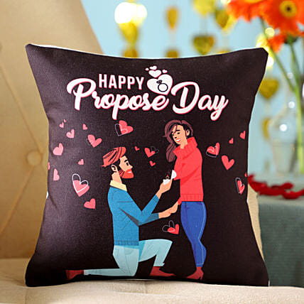Happy Propose Day Printed Cushion: Propose Day Gifts
