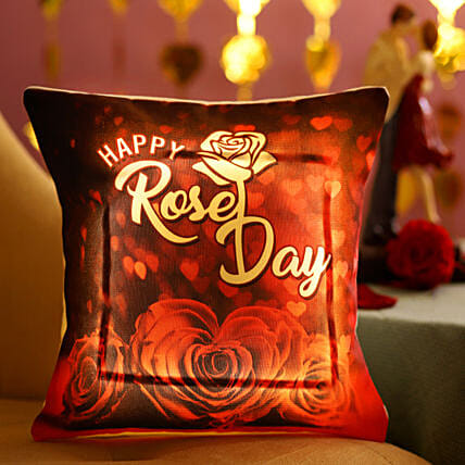 Rose Day Wishes Led Cushion: Rose Day Gifts